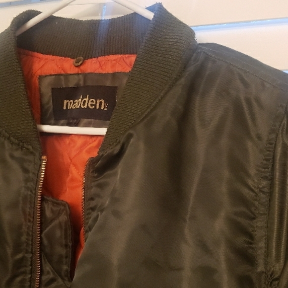 Madden Olive Green Bomber Jacket Size XL - Picture 2 of 12